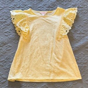 LC Lauren Conrad Yellow Eyelet Sleeve Top